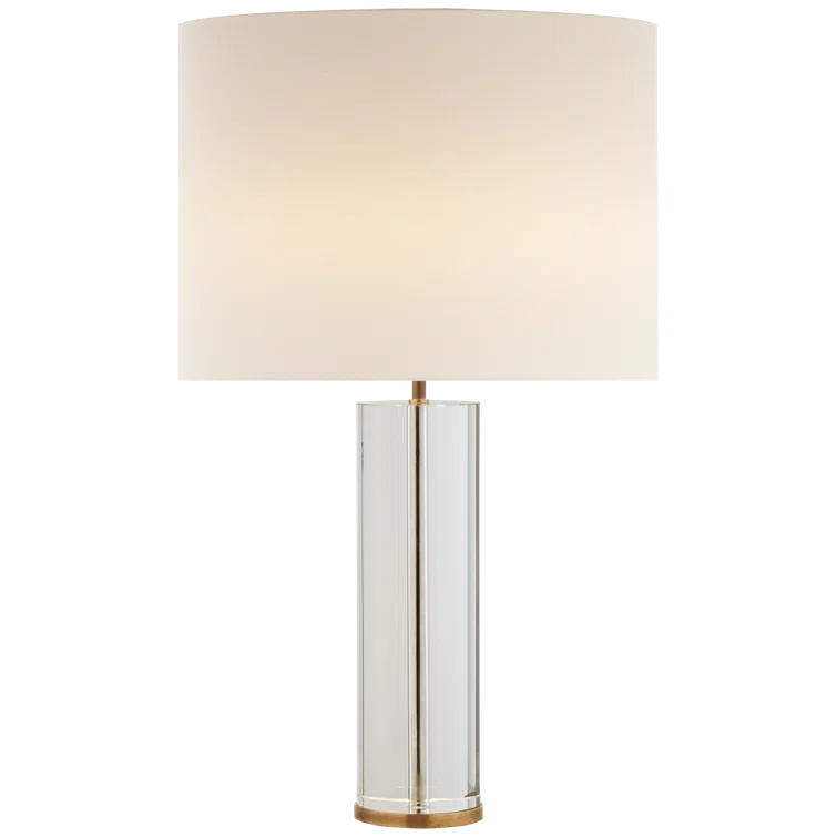 Lineham Crystal and Brass Table Lamp with Linen Shade