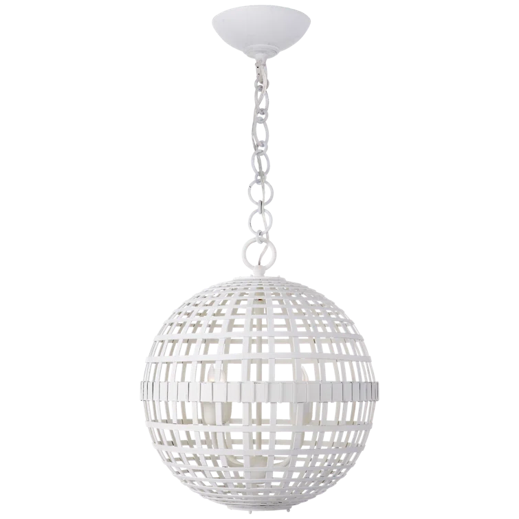 Plaster White Globe Lantern with Steel Strips