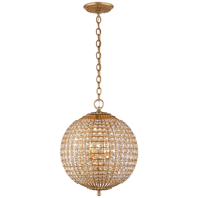 Gold 21.5" Plug-in Globe Chandelier with Crystal Shade
