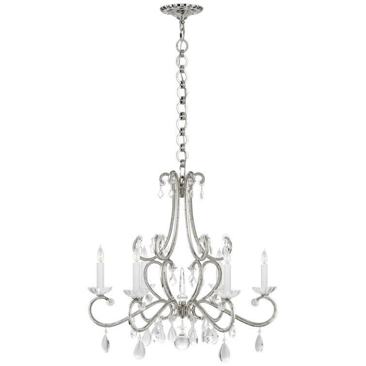 Elegant Montmartre 29.75" Nickel Crystal Candle Chandelier