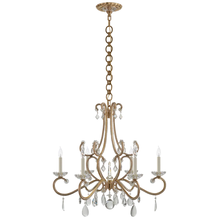 Montmartre 29.75'' Antique Brass Crystal 6-Light Chandelier