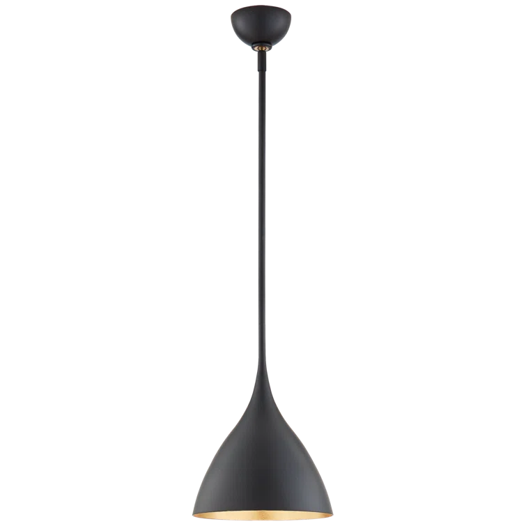 Matte Black and Gold 13.5" Metal Pendant Light