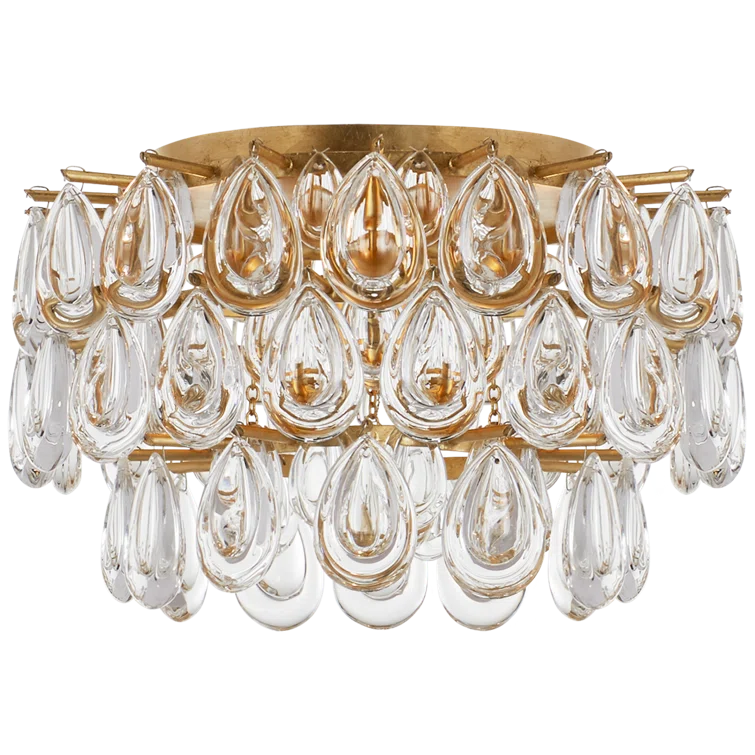 Liscia Crystal Teardrop 3-Light Silver Gilded Flush Mount
