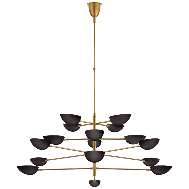 Black and Gold Four-Tier Mid-Century Modern Chandelier