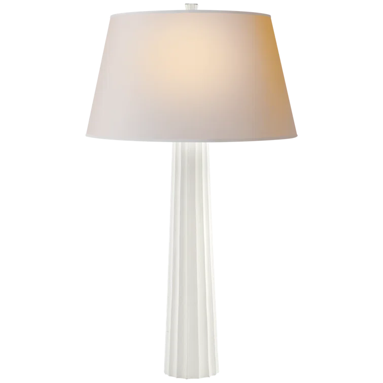 Chapman Edison Fluted Outdoor Table Lamp in Plaster White