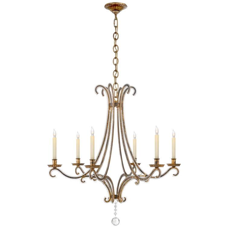 Oslo Elegance 33.75" Golded Iron Crystal Candle Chandelier