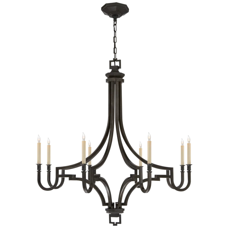 Regal Brass and Crystal 8-Light Candle Chandelier, 38.75" H