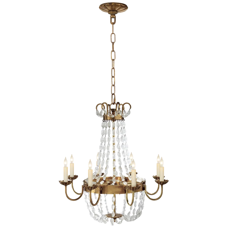 Paris Flea Market Antique-Burnished Brass Crystal Chandelier