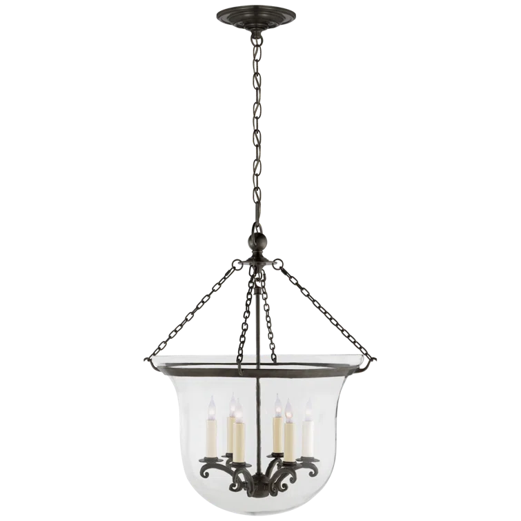 Bronze 6-Light Glass Bell Jar Chandelier