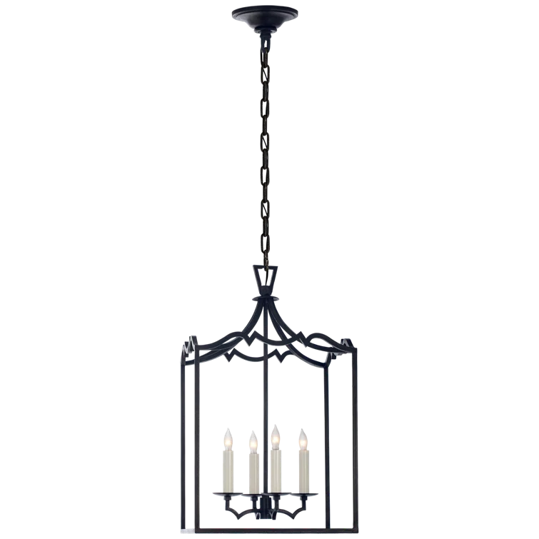 Aged Iron 22" Hanging Candle Lantern Chandelier