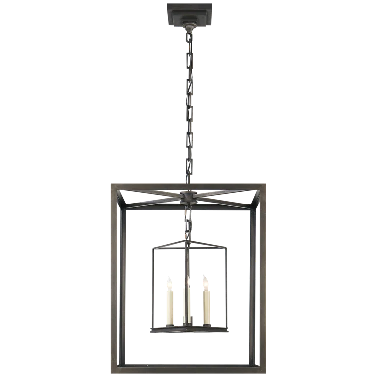 Osborne Aged Iron Crystal 3-Light Chandelier with Nickel Accents