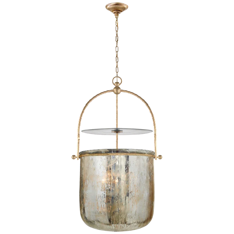 Lorford Golded Iron and Mercury Glass Chandelier