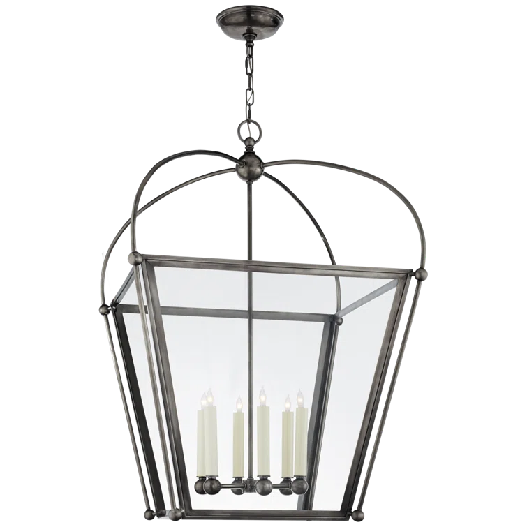 Riverside 42.75" Bronze and Glass Lantern Chandelier