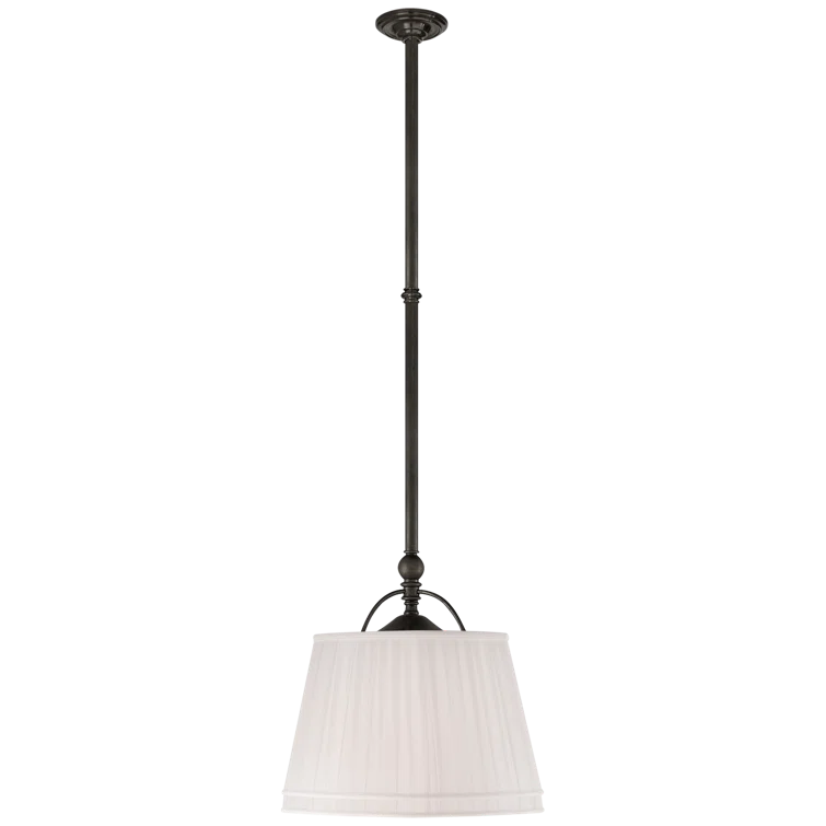 Sloane Traditional Bronze Pendant with Pleated Linen Shade