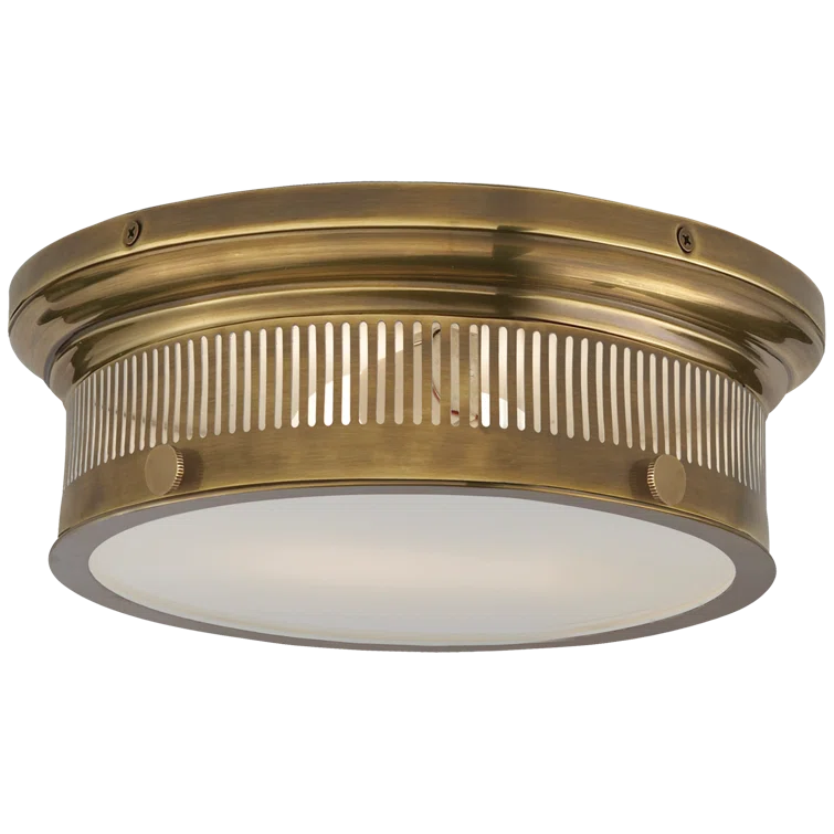 Alderly Antique Brass 16" Flush Mount Ceiling Light with White Glass