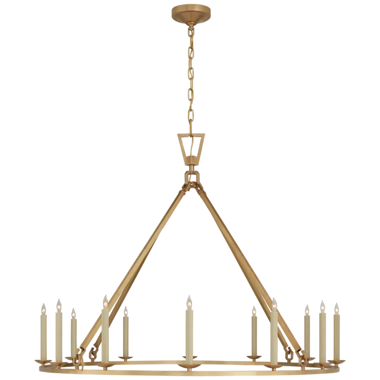 Antique Brass 12-Light Candle Chandelier with Crystal Accents