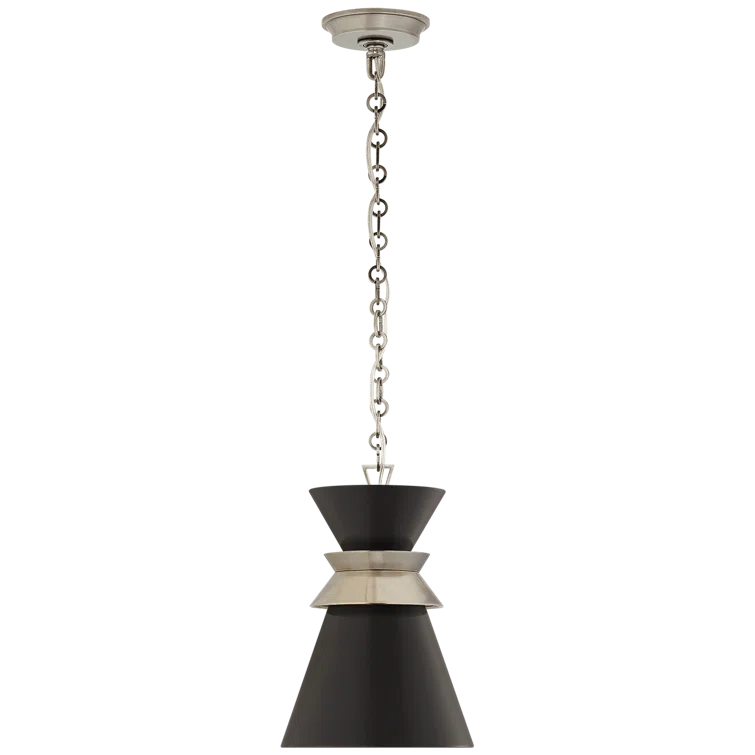 Alborg 15" Matte Black and Antique Nickel Pendant Light