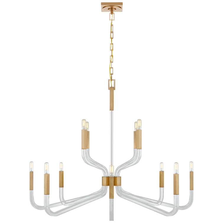 Nickel Crystal Candle 12-Light Chandelier