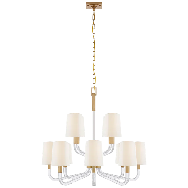 Reagan Nickel and Crystal 29.75" Plug-in Chandelier with Candle Shades