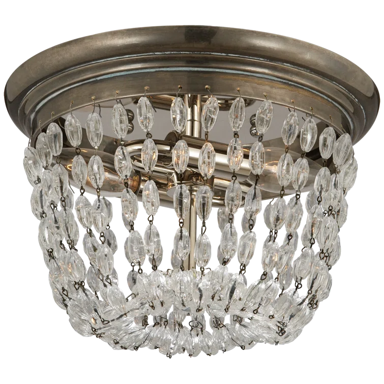 Sheffield Silver Elegance 9'' Flush Mount with Seeded Crystal Glass