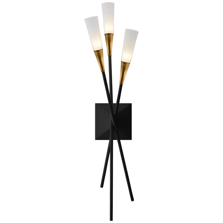 Elegant Stellar Triple Tail Black and Brass LED Sconce