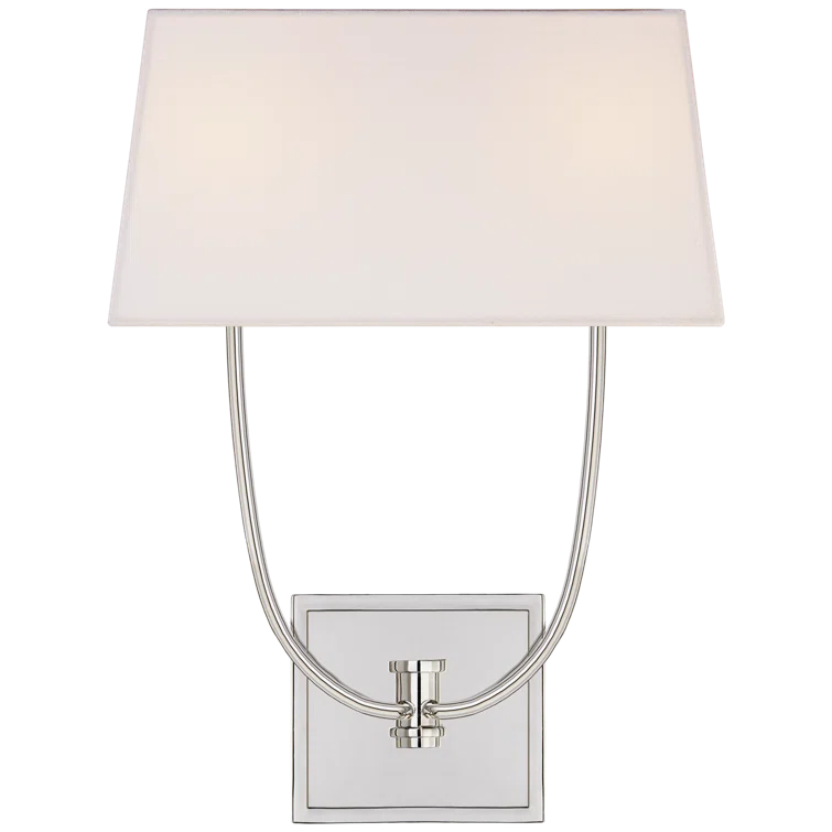 Venini Symmetric 18" Nickel Double Wall Sconce with Linen Shade