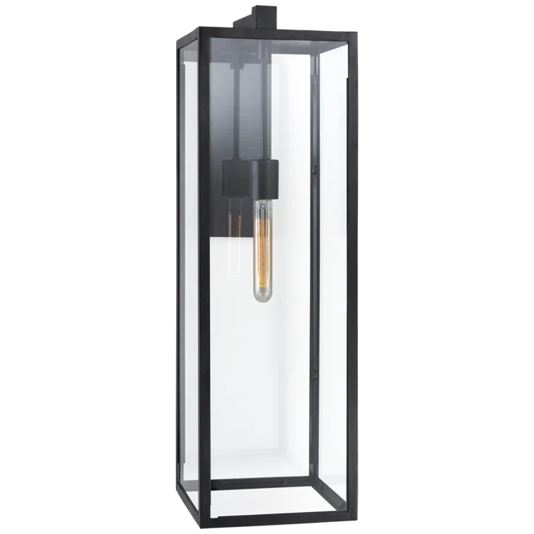 Elegant Dimmable Black Iron Wall Sconce, Direct Wired, 29.75 in