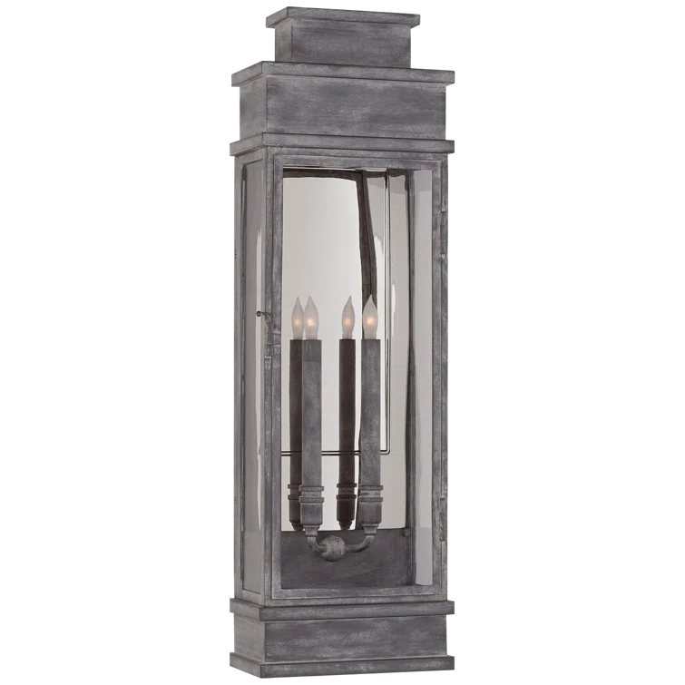 Nickel Linear Lantern Style Dimmable Wall Light
