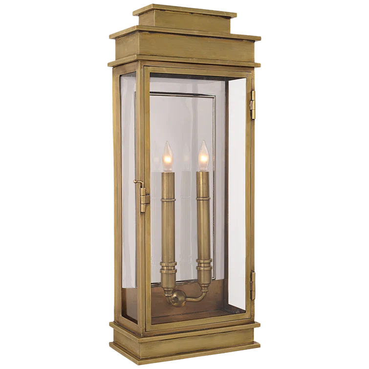 Antique Brass Lantern Style Dimmable Wall Sconce