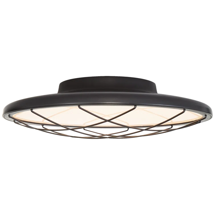 Dot Matte Black LED Flush Mount Ceiling Light with Nickel Accents