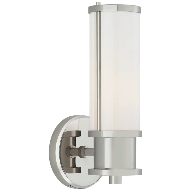 Polished Nickel Modern Upward Arm Glass Sconce