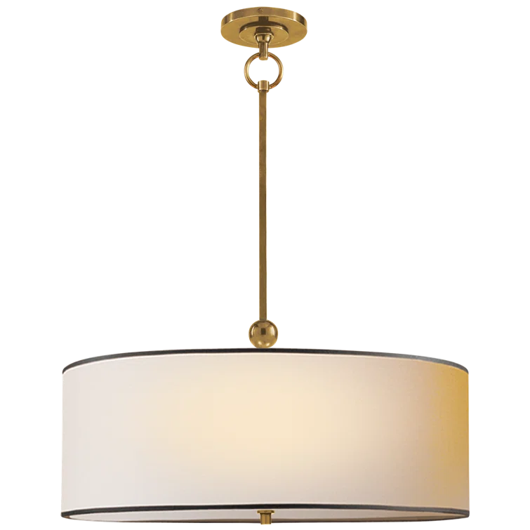Antique Brass Drum Pendant Light with Crystal Accents