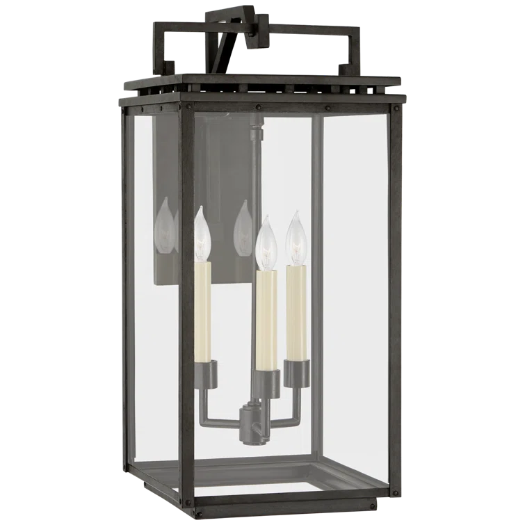 Black Iron 21" Dimmable Lantern Wall Sconce
