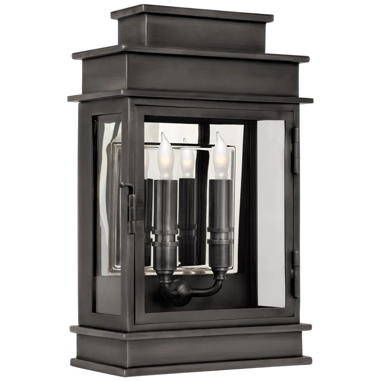 Bronze and Black 15'' Direct Wired Lantern with Dimmable Light