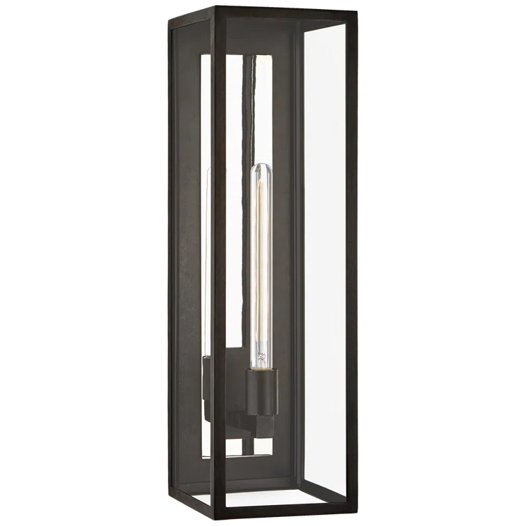 26" Black Iron Dimmable Lantern Wall Sconce