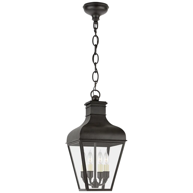Fremont Rustic Black Glass Lantern for Indoor/Outdoor Island Lighting