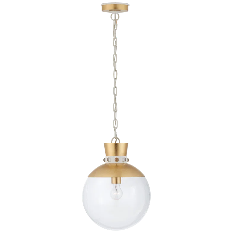 Gold and White Glass Globe Pendant Light