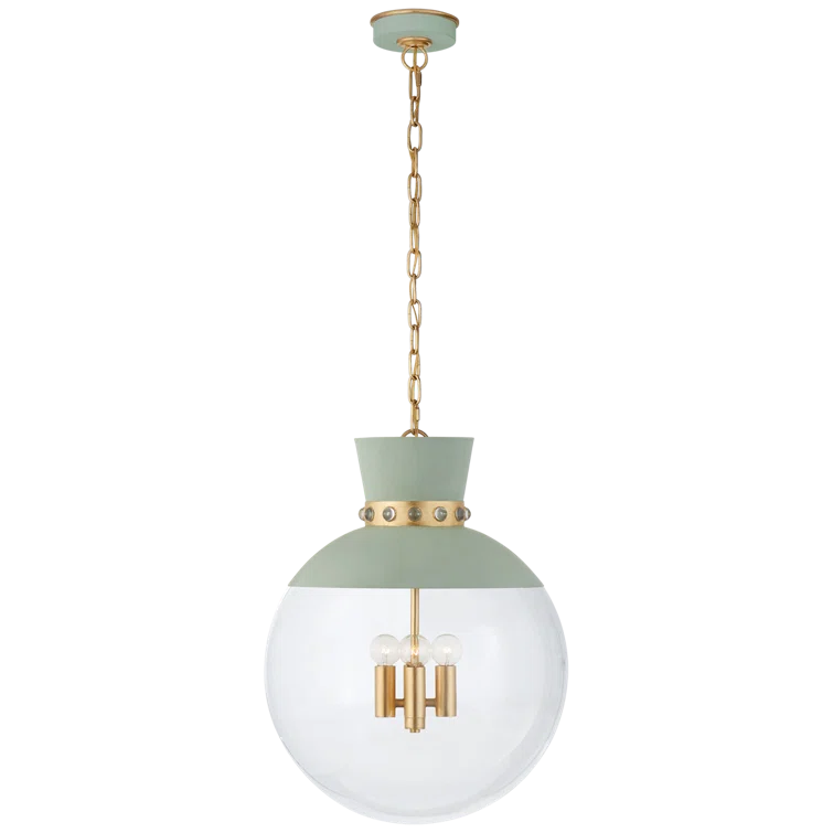 Celadon and Gild Globe Island Pendant with Clear Glass
