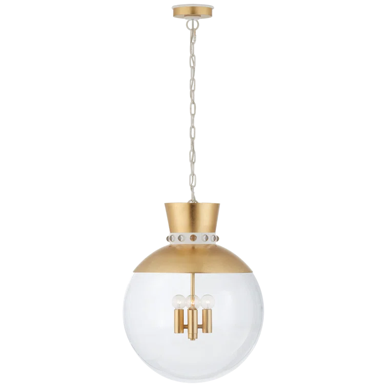 Lucia 24" Gild and White Glass Globe Pendant Light