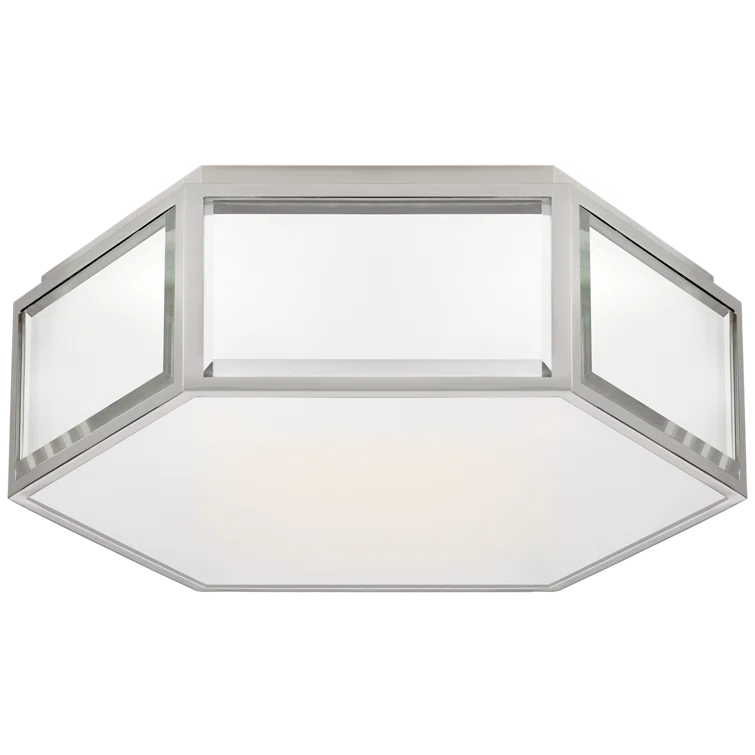 Kate Spade Hexagonal Frosted Glass & Soft Brass Flush Mount