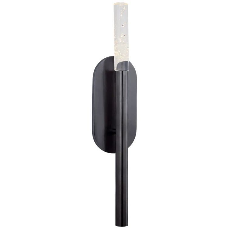 20" Slim Bronze & Black LED Outdoor Bath Sconce with Seeded Glass