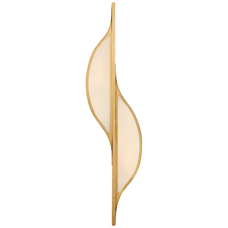 Avant Large Curved Brass and Frosted Glass Sconce