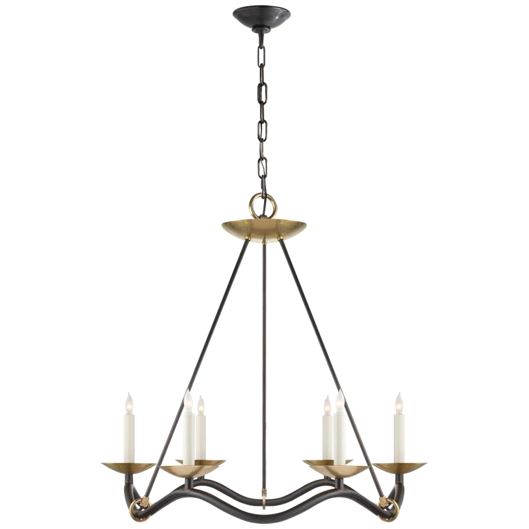 Goralnick Nickel Crystal 6-Light Candle Chandelier, 30"x28"