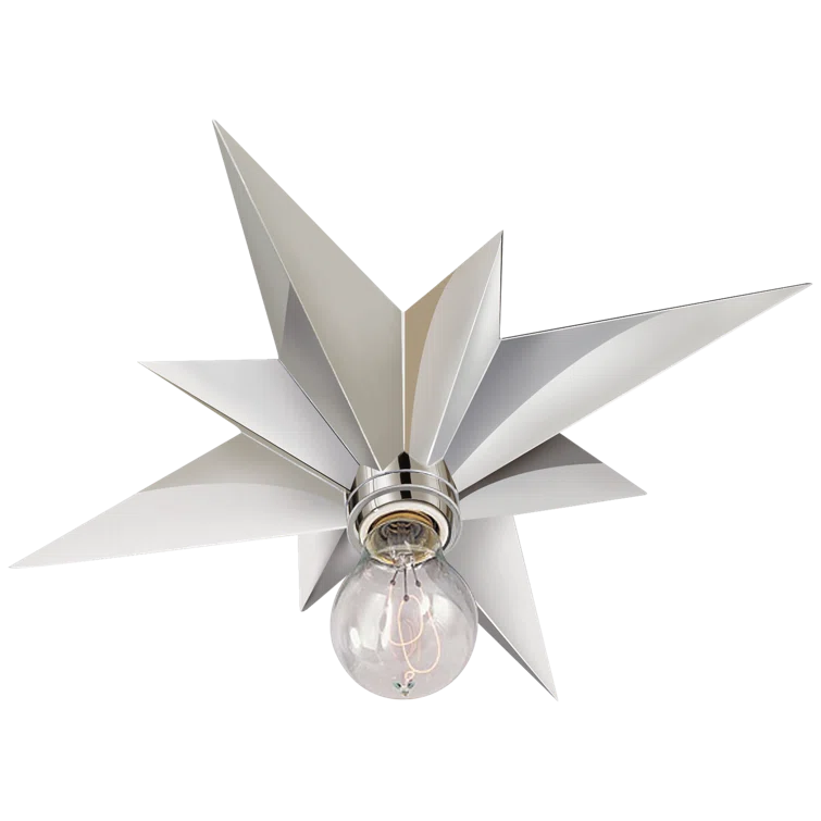 Stellar Reflection Polished Nickel & Crystal Star Flush Mount Light