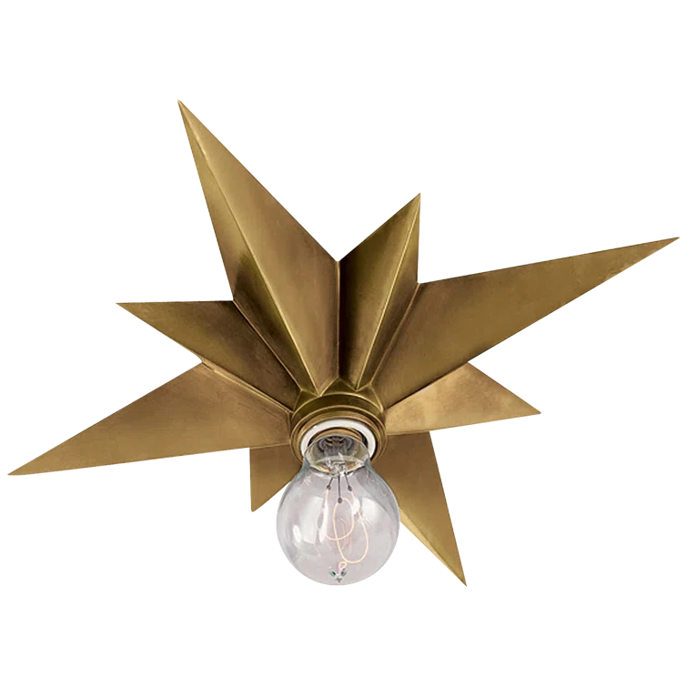 Stellar Reflections Brass Starburst Indoor/Outdoor Flush Mount Light