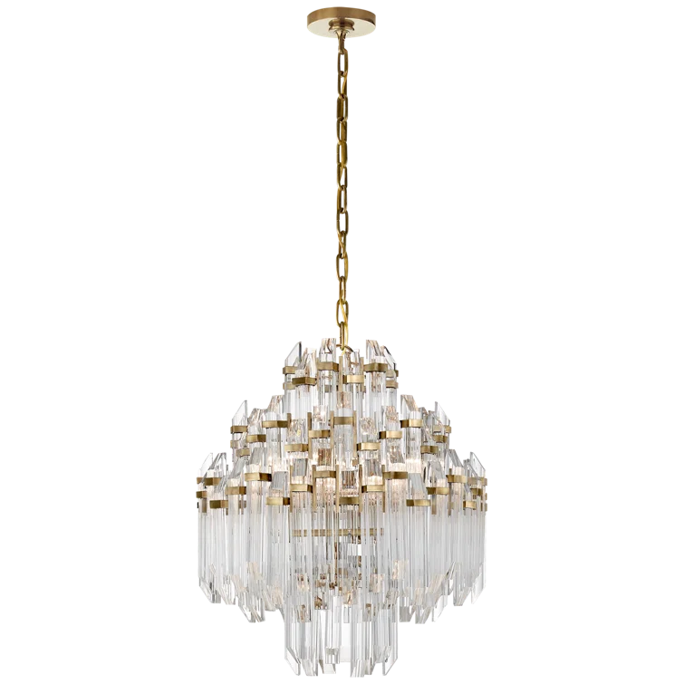 Mini Adele Brass and Crystal 24" Plug-in Candle Chandelier