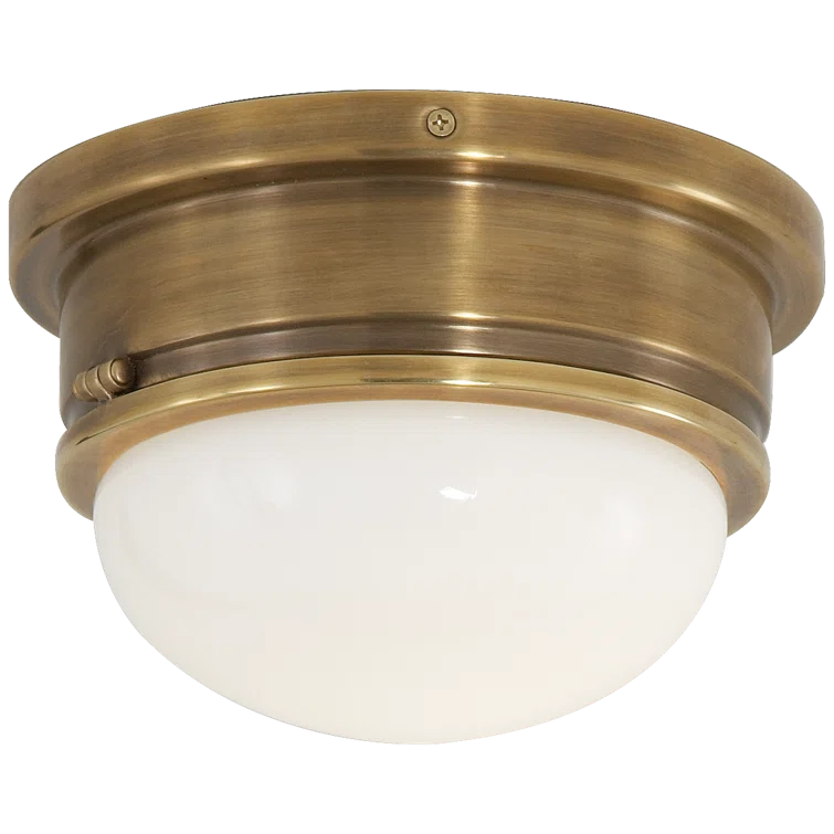Hand-Rubbed Antique Brass and Glass Flush Mount Ceiling Light