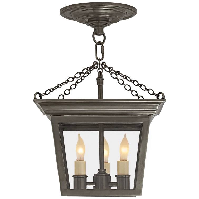 Cornice Bronze 16.5" Indoor/Outdoor Brass Semi-Flush Lantern