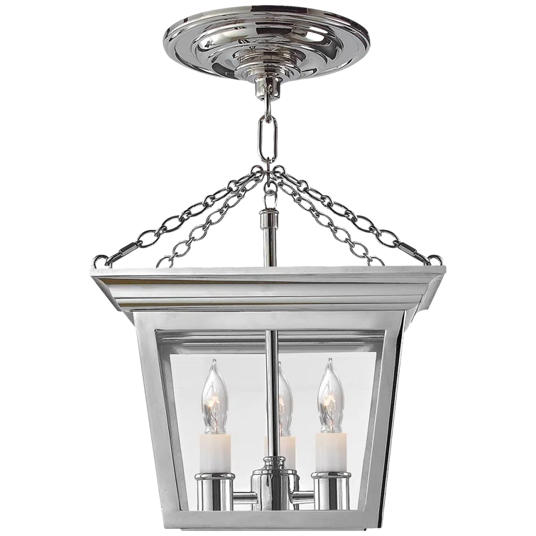 Polished Nickel Glass Semi-Flush Ceiling Light
