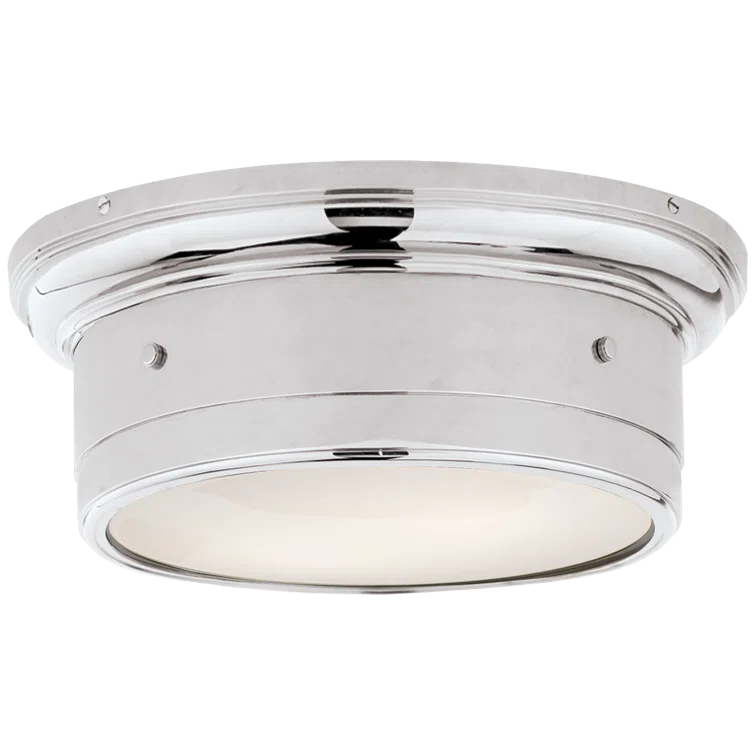 Siena Chrome Finish Riveted Round Ceiling Light with White Glass